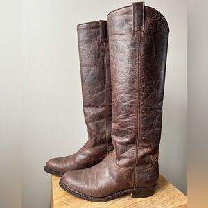 Frye distressed Tall Brown glazed Leather Riding Boots